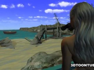 Foxy 3d đồng tính nữ nữ thần được liếm trong khi trên một thuyền