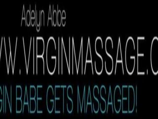 Russian teenie Adelyn Abbe gets virgin massage porn shows